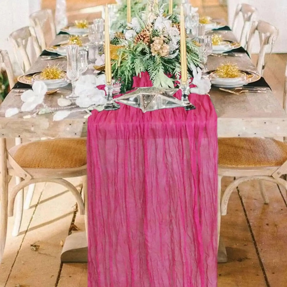 Linen Table Runner - 1 Pezzo Runner da Tavolo Plissettato