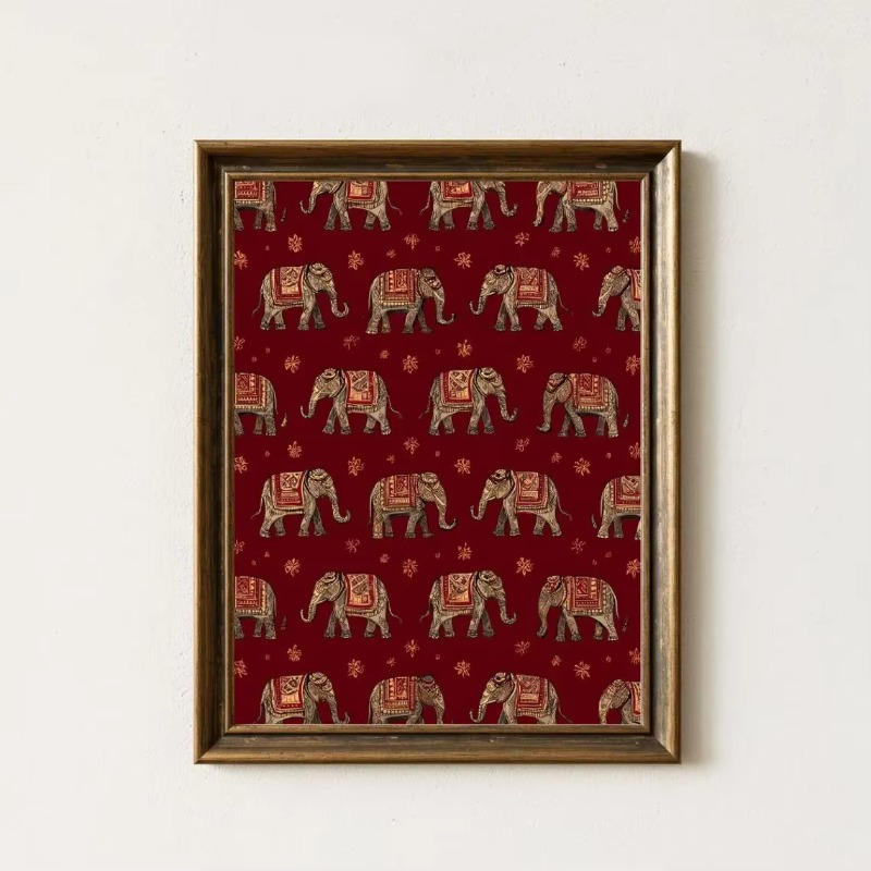 Home Decor Indonesia - Stampa con Motivo Elefante Indiano, Arte