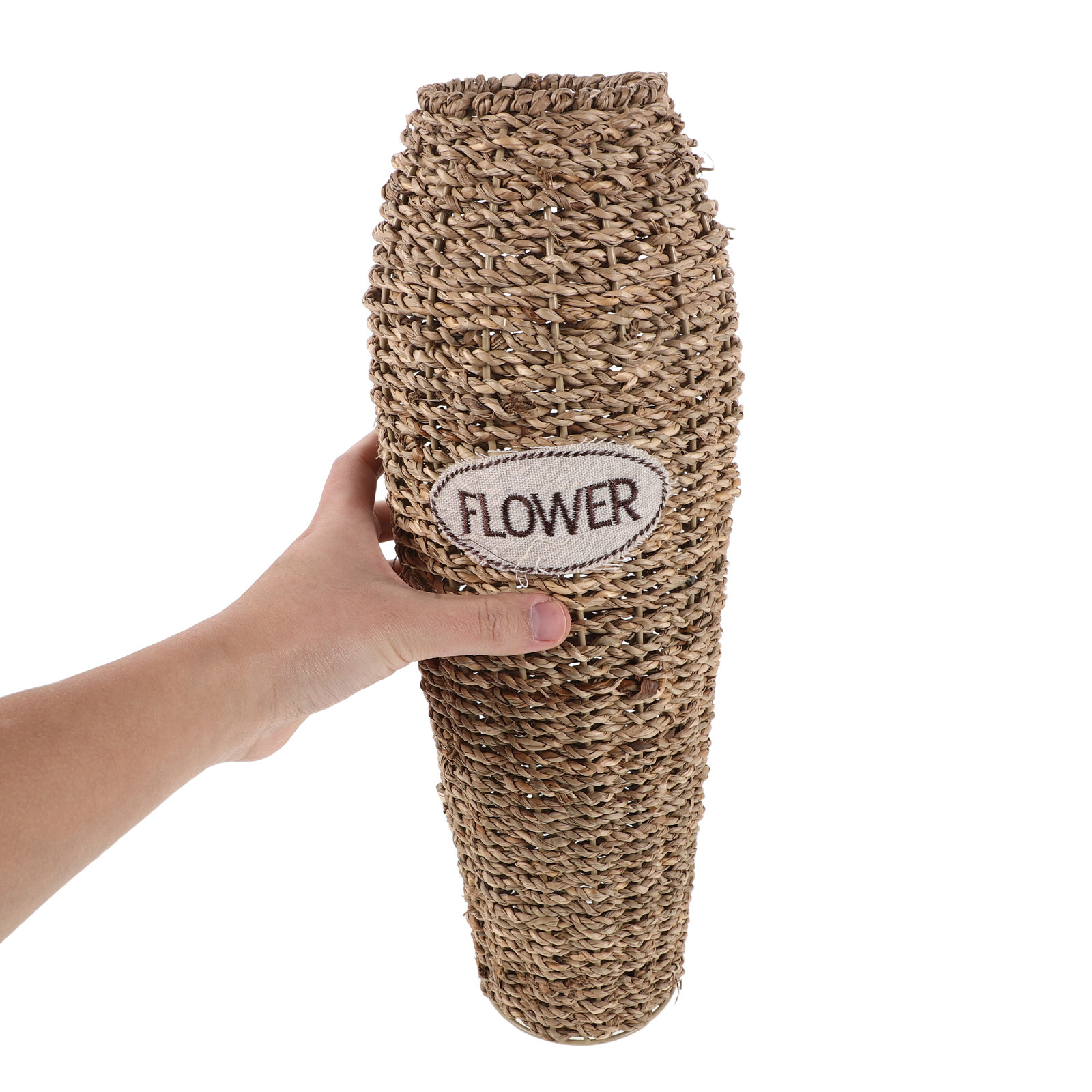 Pampas Grass Decor - Vaso da terra in rattan, alto
