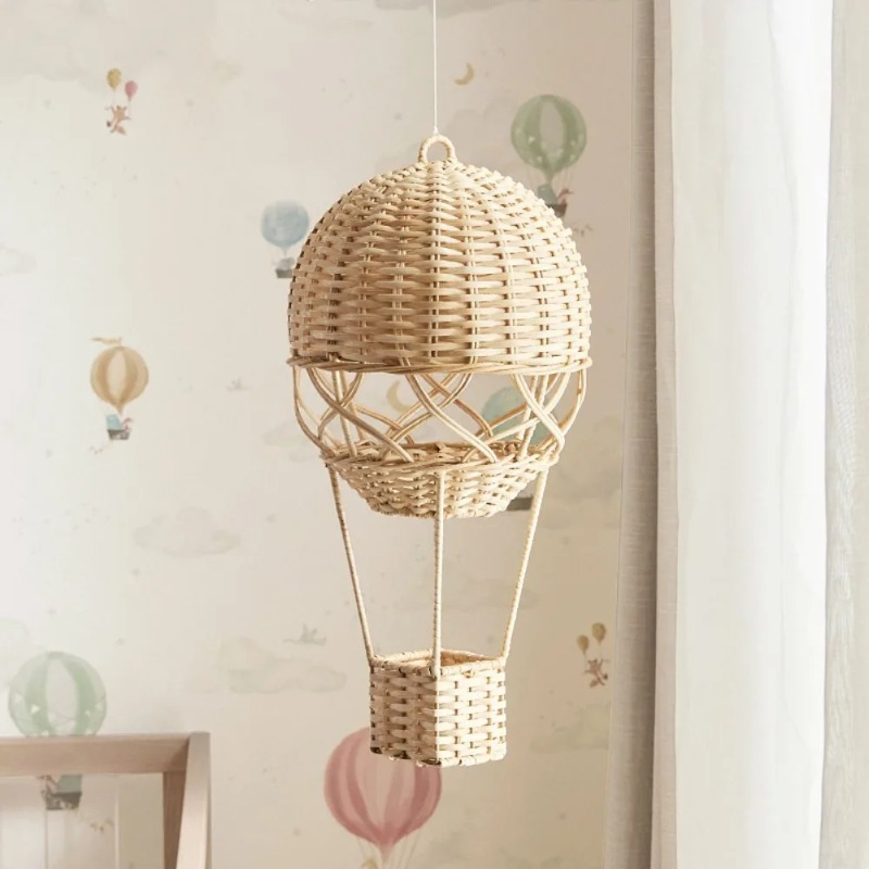 Rattan Plant Basket - Cesto Sospeso a Forma di Mongolfiera