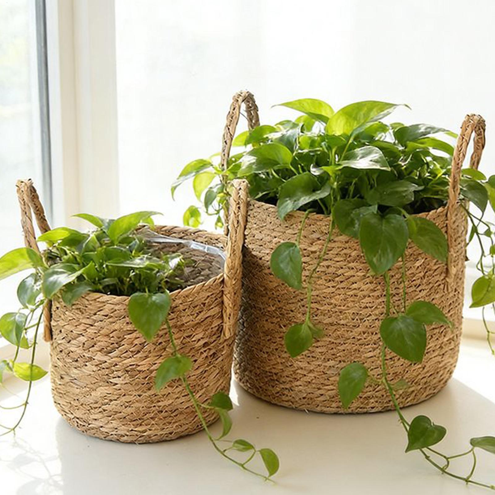 Rattan Plant Basket - Cesto portafiori in paglia, vaso in