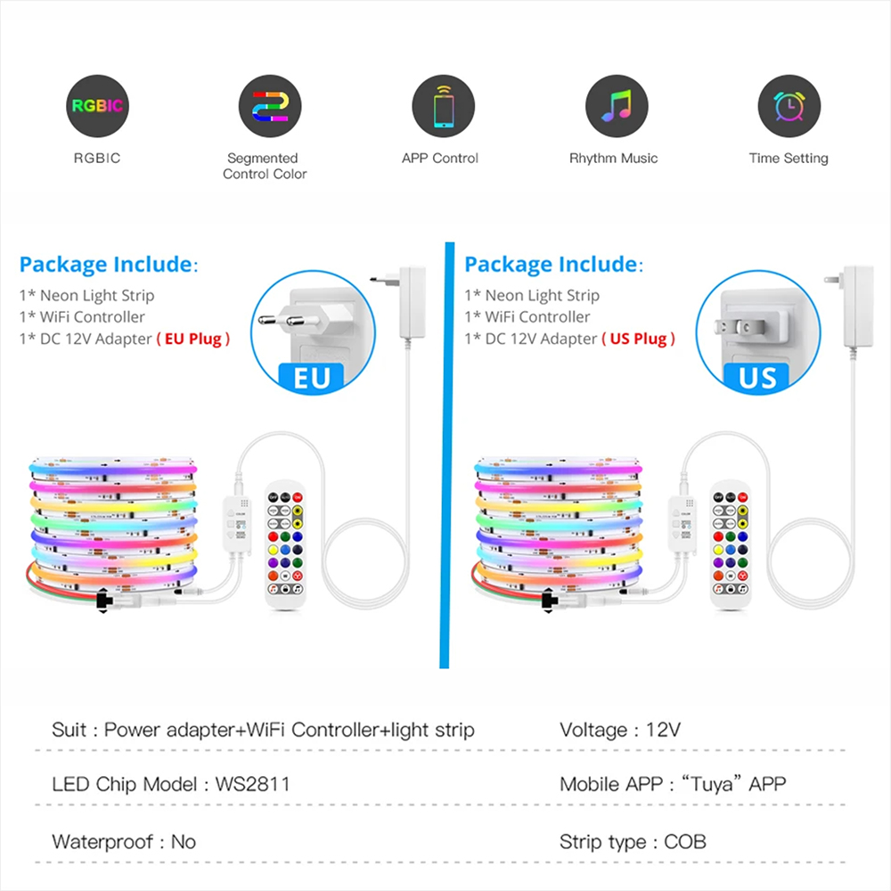Striscia LED COB RGBIC WS2811  - Home Decor Free App recensione e prezzo