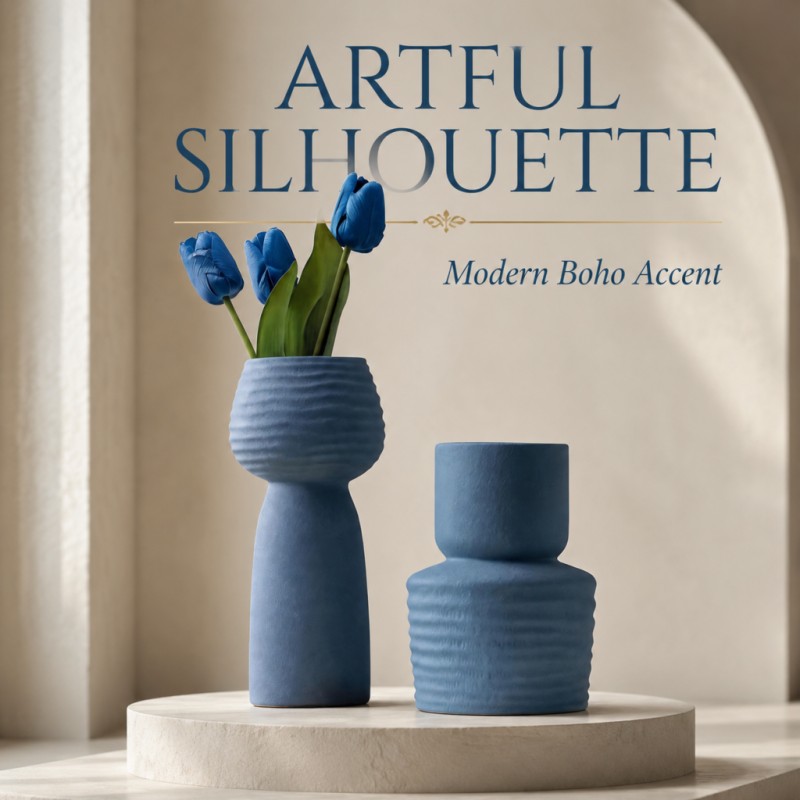 Set di 2 vasi blu ruvidi e ond - Pampas Grass Decor recensione e prezzo