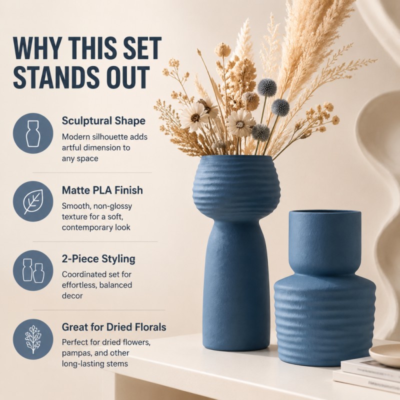 Set di 2 vasi blu ruvidi e ond - Pampas Grass Decor recensione e prezzo
